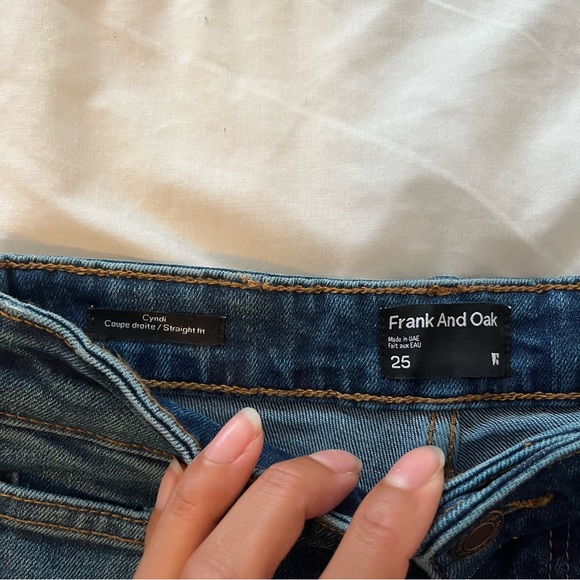 25 Frank And Oak Cyndi High Rise Straight Blue Jeans - Picture 2 of 8